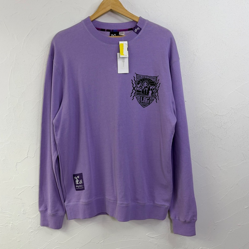 NEW LRG Lifted Research Group Mens Large Purple Pullover Sweatshirt Streetwear